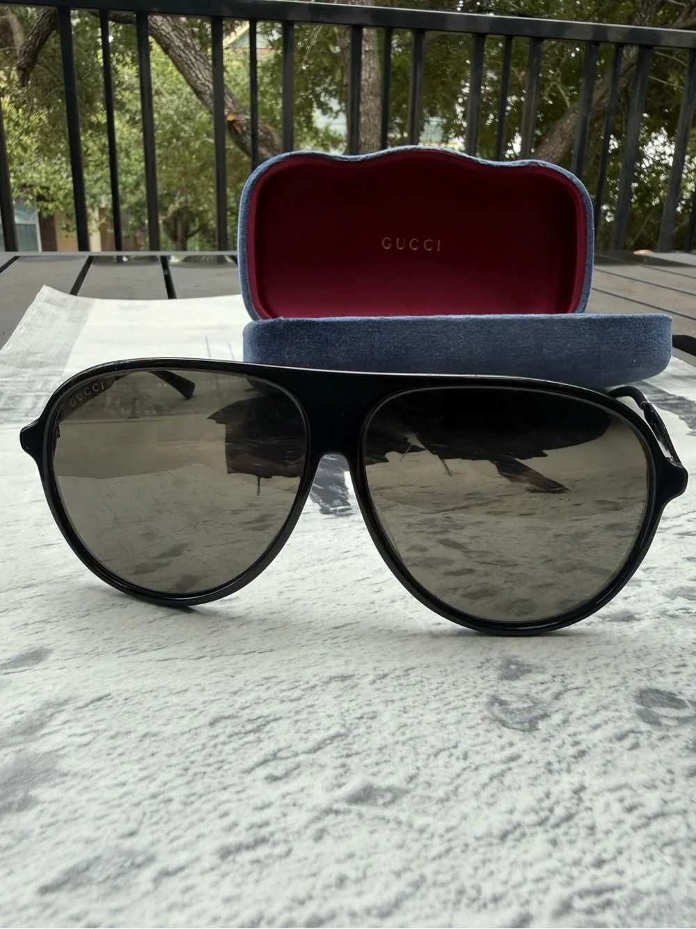 Gucci GG 0829SA 001 Mask Aviator Sunglasses Black Italian Frames